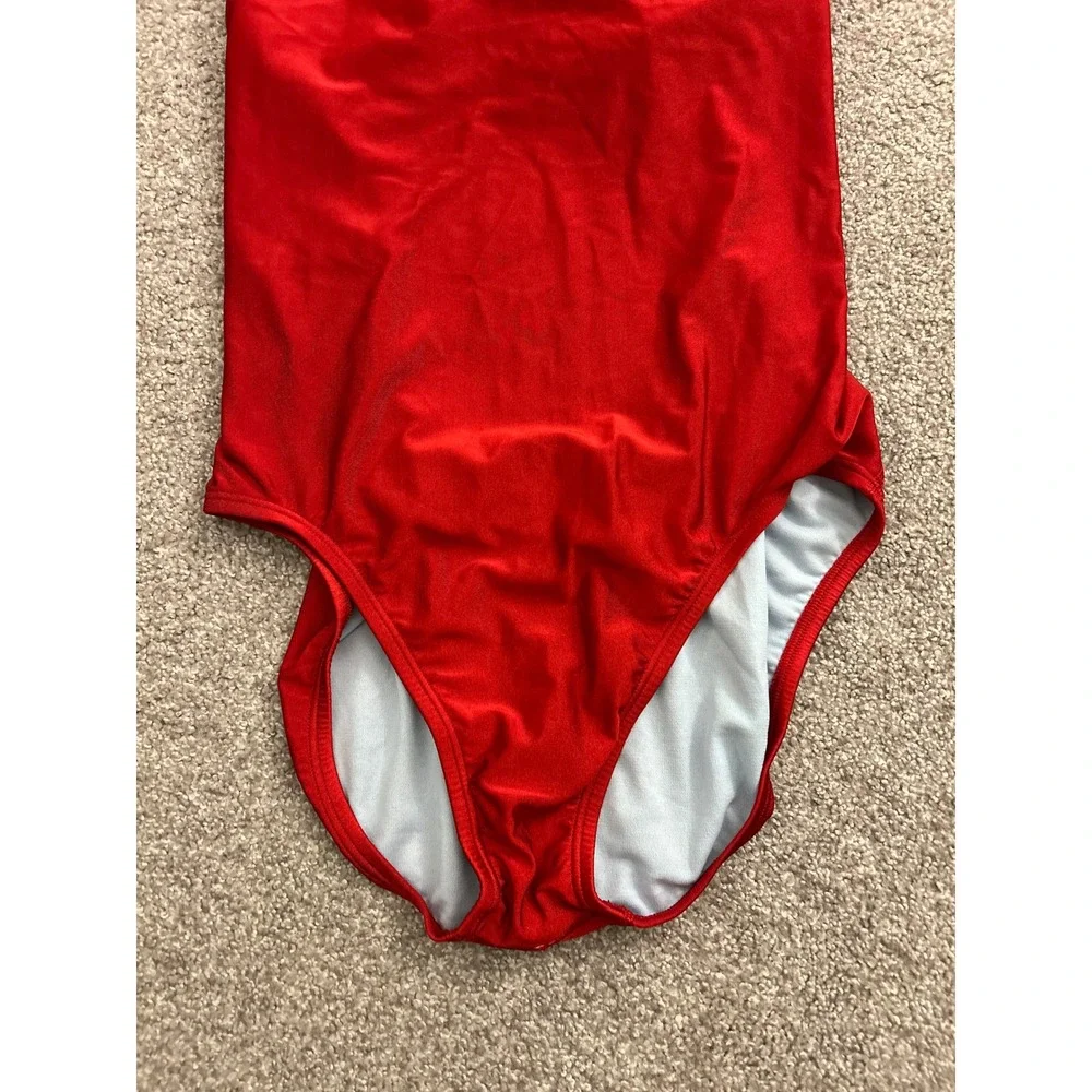 Nike One Piece Swimsuit Womens 14 Red Excellent Crossback Performance Training